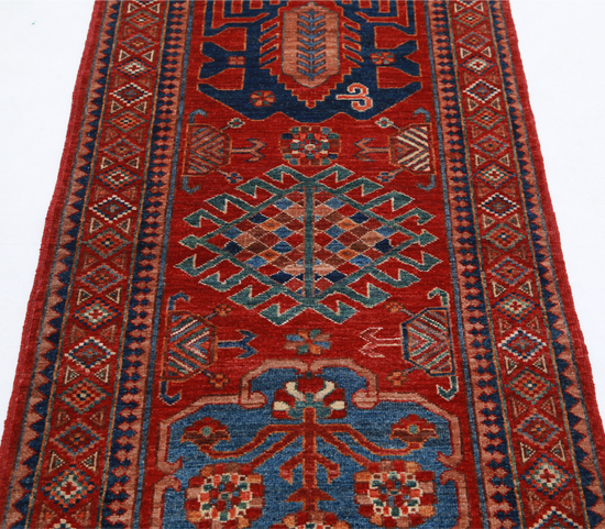 Hand Knotted Humna Wool Rug - 2' 9" X 5' 10" 2' 9" X 5' 10" (84 X 178) / Red / Wool