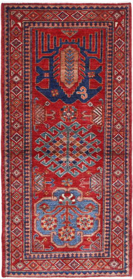 Hand Knotted Humna Wool Rug - 2' 9" X 5' 10" 2' 9" X 5' 10" (84 X 178) / Red / Wool