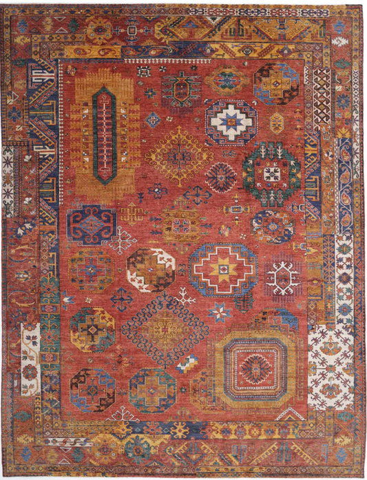 Hand Knotted Nomadic Caucasian Humna Wool Rug - 10'7'' x 13'11''