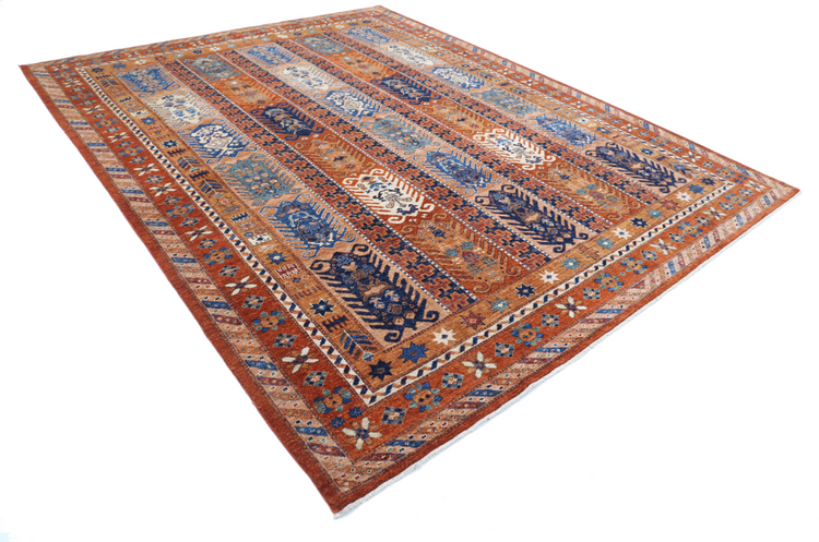 Hand Knotted Humna Wool Rug - 9' 3" X 11' 6" 9' 3" X 11' 6" (282 X 351) / Rust / Wool