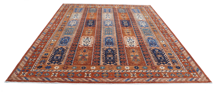 Hand Knotted Humna Wool Rug - 9' 3" X 11' 6" 9' 3" X 11' 6" (282 X 351) / Rust / Wool