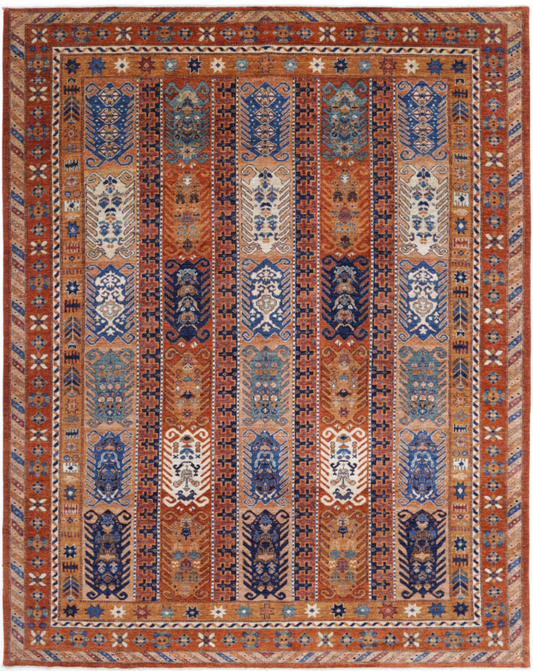 Hand Knotted Humna Wool Rug - 9' 3" X 11' 6" 9' 3" X 11' 6" (282 X 351) / Rust / Wool