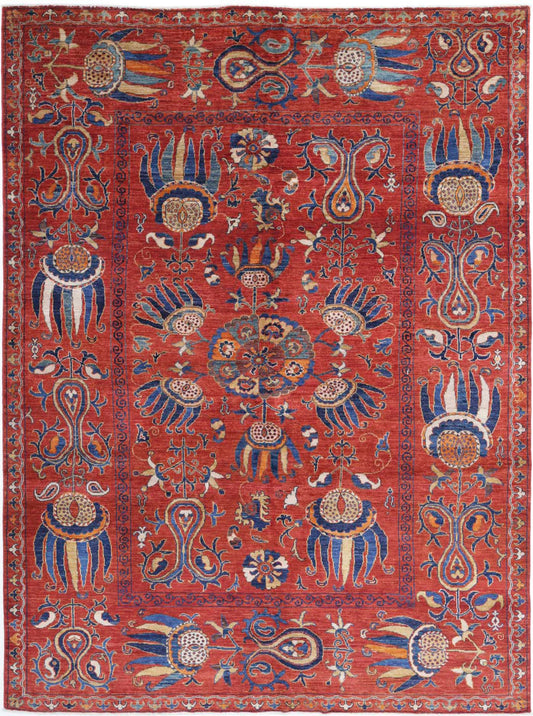 Hand Knotted Nomadic Caucasian Humna Wool Rug - 7'0'' x 9'5''