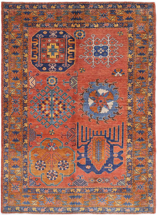 Hand Knotted Nomadic Caucasian Humna Wool Rug - 5'10'' x 8'3''