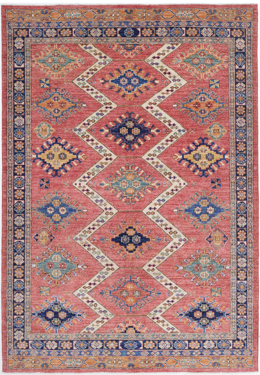 Hand Knotted Nomadic Caucasian Humna Wool Rug - 5'2'' x 7'6''