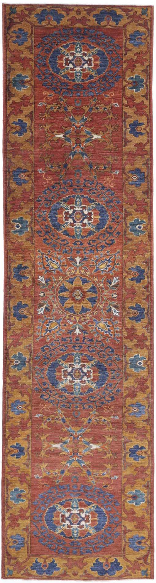 Hand Knotted Nomadic Caucasian Humna Wool Rug - 3'3'' x 14'0''