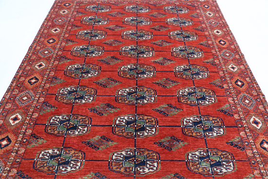 Hand Knotted Humna Wool Rug - 6' 7" X 9' 7" 6' 7" X 9' 7" (201 X 292) / Red / Wool