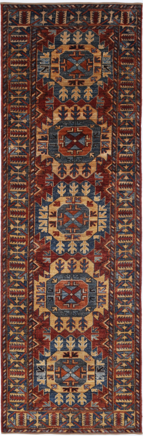 Hand Knotted Humna Wool Rug - 2' 11" X 9' 10" 2' 11" X 9' 10" (89 X 300) / Red / Wool