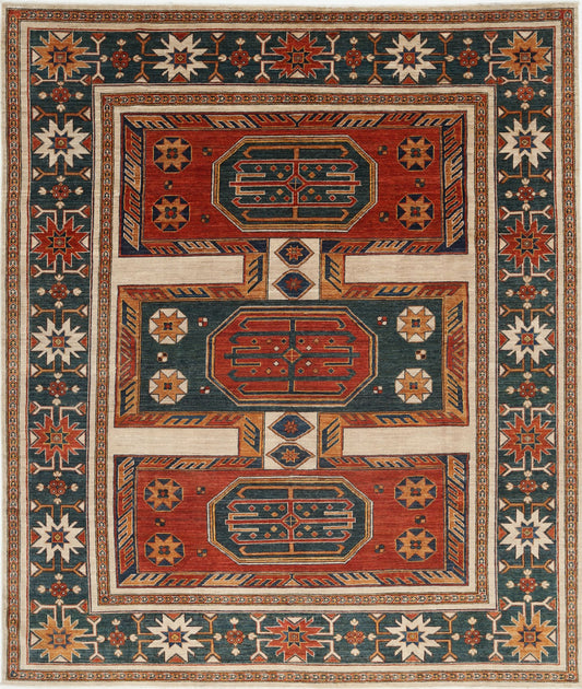 Hand Knotted Nomadic Caucasian Humna Wool Rug - 8'3'' x 9'9''
