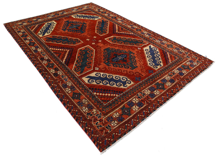 Hand Knotted Nomadic Caucasian Humna Wool Rug - 6'5'' x 9'4''