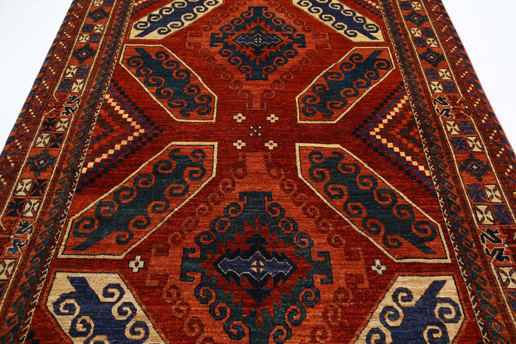 Hand Knotted Nomadic Caucasian Humna Wool Rug - 6'5'' x 9'4''