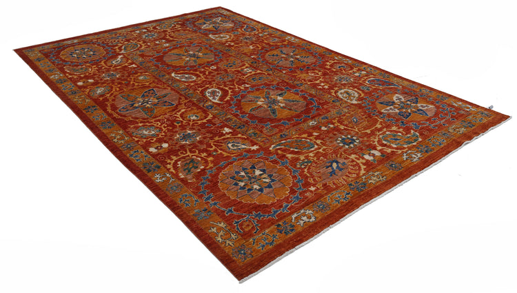 Hand Knotted Nomadic Caucasian Humna Wool Rug - 6'10'' x 10'4''