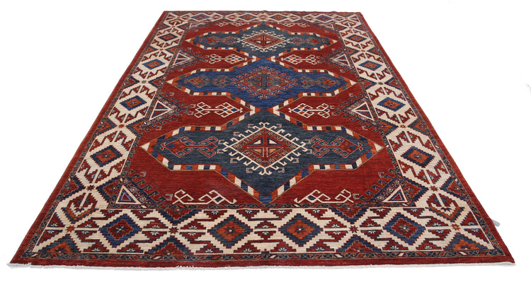 Hand Knotted Nomadic Caucasian Humna Wool Rug - 7'0'' x 10'2''
