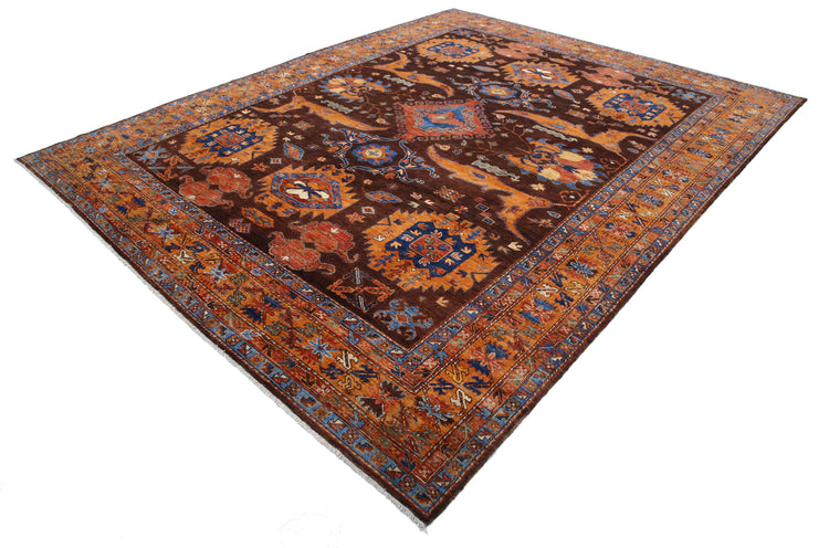 Hand Knotted Nomadic Caucasian Humna Wool Rug - 9'2'' x 11'7''