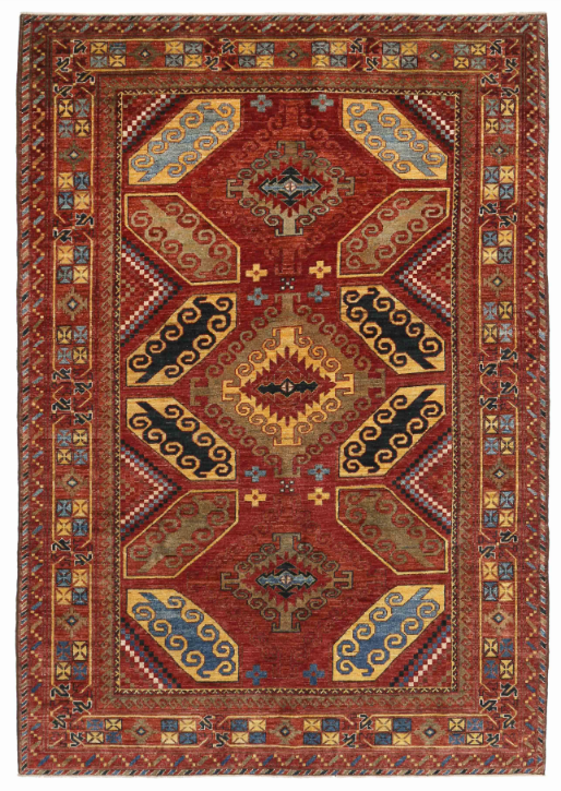 Hand Knotted Humna Wool Rug - 6' 7" X 9' 6" 6' 7" X 9' 6" (201 X 290) / Rust / Wool