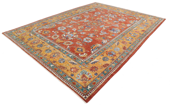 Hand Knotted Humna Wool Rug - 9' 2" X 12' 0" 9' 2" X 12' 0" (280 X 366) / Rust / Wool