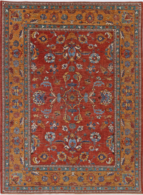 Hand Knotted Humna Wool Rug - 9' 2" X 12' 0" 9' 2" X 12' 0" (280 X 366) / Rust / Wool