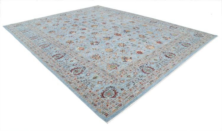 Hand Knotted Jasmine Wool Rug - 11' 9" X 14' 10" 11' 9" X 14' 10" (358 X 452) / Blue / Wool