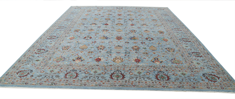 Hand Knotted Jasmine Wool Rug - 11' 9" X 14' 10" 11' 9" X 14' 10" (358 X 452) / Blue / Wool