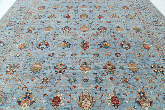 Hand Knotted Jasmine Wool Rug - 11' 9" X 14' 10" 11' 9" X 14' 10" (358 X 452) / Blue / Wool