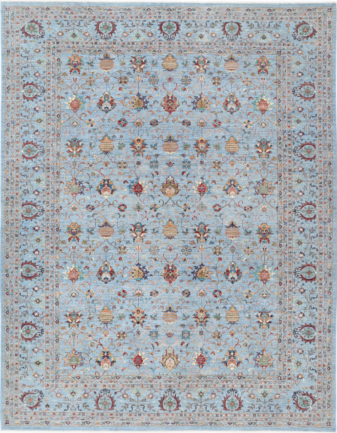 Hand Knotted Jasmine Wool Rug - 11' 9" X 14' 10" 11' 9" X 14' 10" (358 X 452) / Blue / Wool