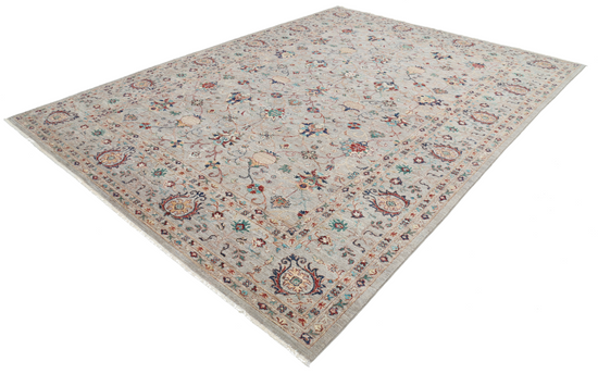 Hand Knotted Jasmine Wool Rug - 8' 10" X 12' 1" 8' 10" X 12' 1" (269 X 368) / Grey / Wool