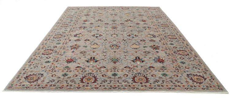 Hand Knotted Jasmine Wool Rug - 8' 10" X 12' 1" 8' 10" X 12' 1" (269 X 368) / Grey / Wool