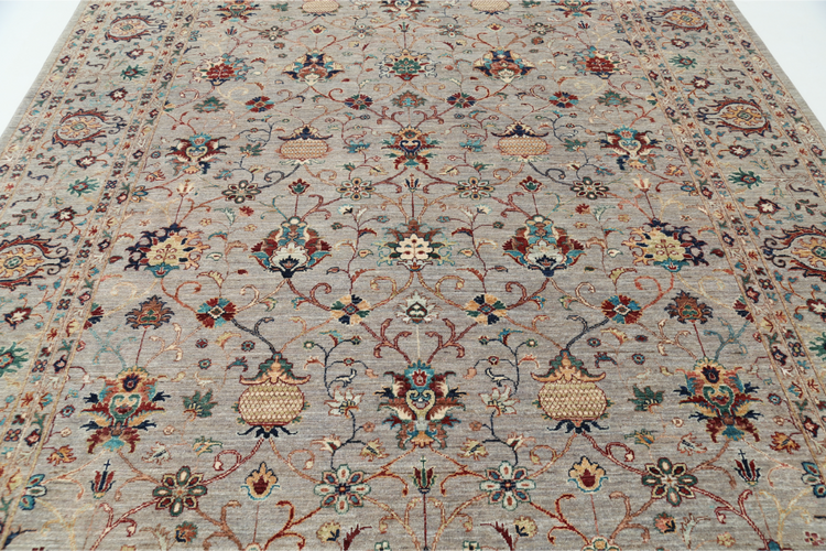 Hand Knotted Jasmine Wool Rug - 8' 10" X 12' 1" 8' 10" X 12' 1" (269 X 368) / Grey / Wool