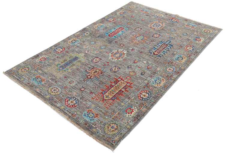 Hand Knotted Jasmine Wool Rug - 4' 2" X 6' 5" 4' 2" X 6' 5" (127 X 196) / Grey / Wool