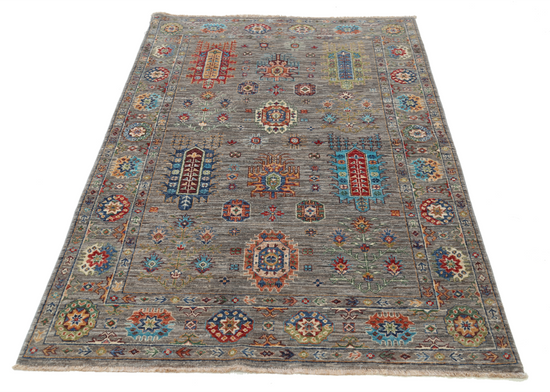 Hand Knotted Jasmine Wool Rug - 4' 2" X 6' 5" 4' 2" X 6' 5" (127 X 196) / Grey / Wool