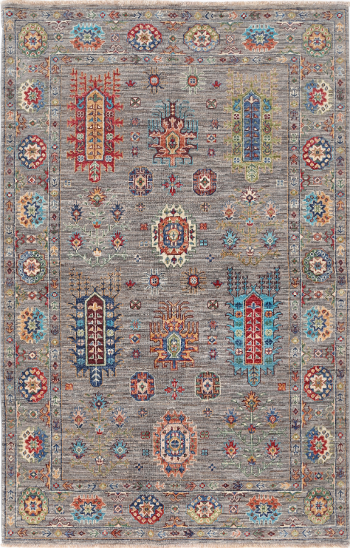 Hand Knotted Jasmine Wool Rug - 4' 2" X 6' 5" 4' 2" X 6' 5" (127 X 196) / Grey / Wool