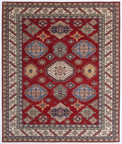 Hand Knotted Kazak Wool Rug - 8' 3" X 9' 8" 8' 3" X 9' 8" (251 X 295) / Red / Wool