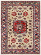 Hand Knotted Kazak Wool Rug - 6' 8" X 9' 1" 6' 8" X 9' 1" (203 X 277) / Beige / Wool