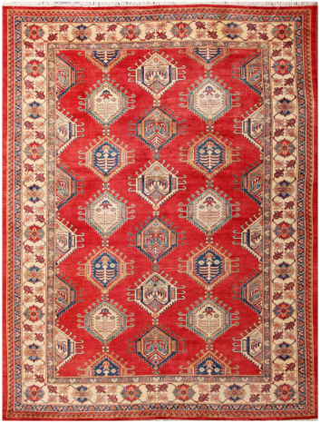 Hand Knotted Kazak Wool Rug - 10' 5" X 13' 9" 10' 5" X 13' 9" (318 X 419) / Red / Wool