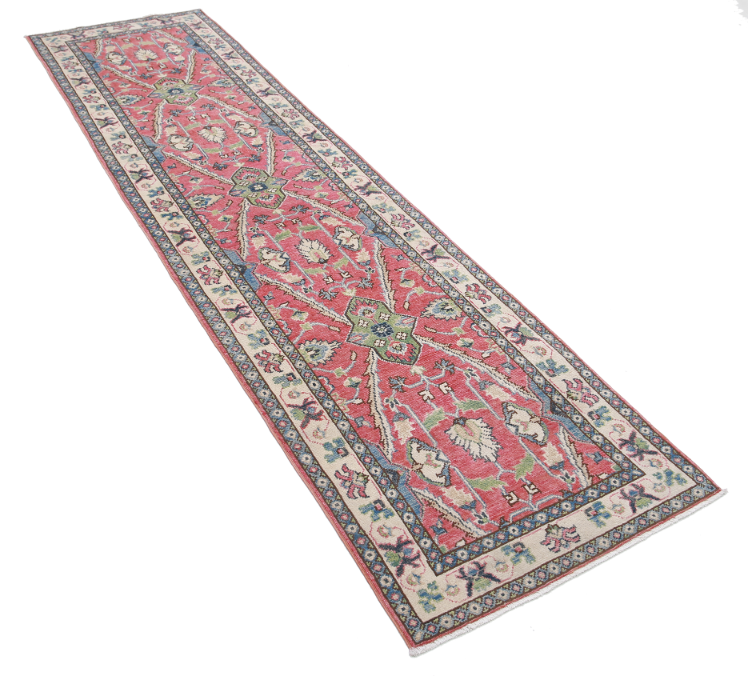 Hand Knotted Kazak Wool Rug - 2' 5" X 9' 8" 2' 5" X 9' 8" (74 X 295) / Red / Wool