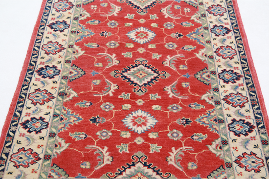 Hand Knotted Kazak Wool Rug - 3' 2" X 4' 7" 3' 2" X 4' 7" (97 X 140) / Red / Wool