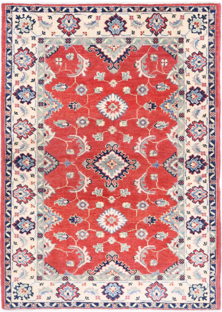 Hand Knotted Kazak Wool Rug - 3' 2" X 4' 7" 3' 2" X 4' 7" (97 X 140) / Red / Wool