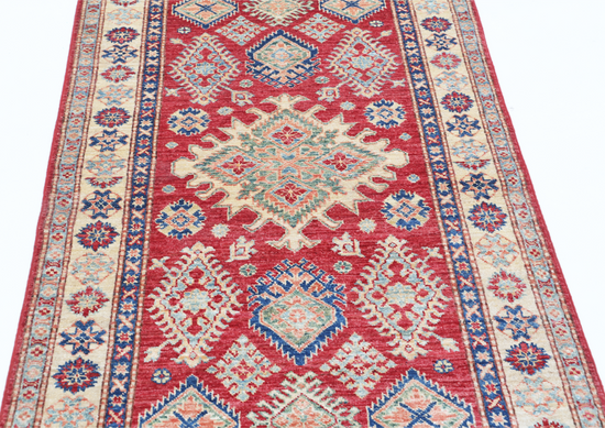 Hand Knotted Kazak Wool Rug - 3' 3" X 5' 6" 3' 3" X 5' 6" (99 X 168) / Red / Wool