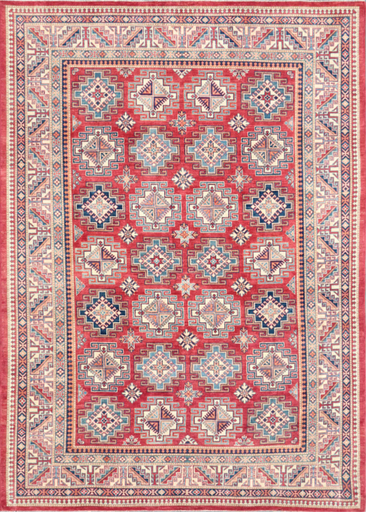 Hand Knotted Kazak Wool Rug - 9' 1" X 12' 6" 9' 1" X 12' 6" (277 X 381) / Red / Wool