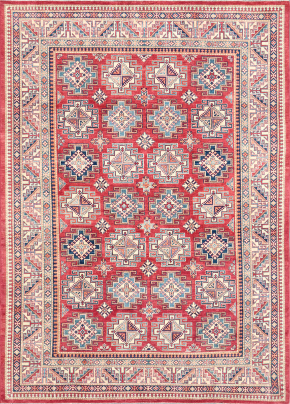 Hand Knotted Kazak Wool Rug - 9' 1" X 12' 6" 9' 1" X 12' 6" (277 X 381) / Red / Wool