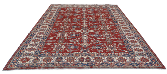 Hand Knotted Kazak Wool Rug - 8' 4" X 11' 8" 8' 4" X 11' 8" (254 X 356) / Red / Wool