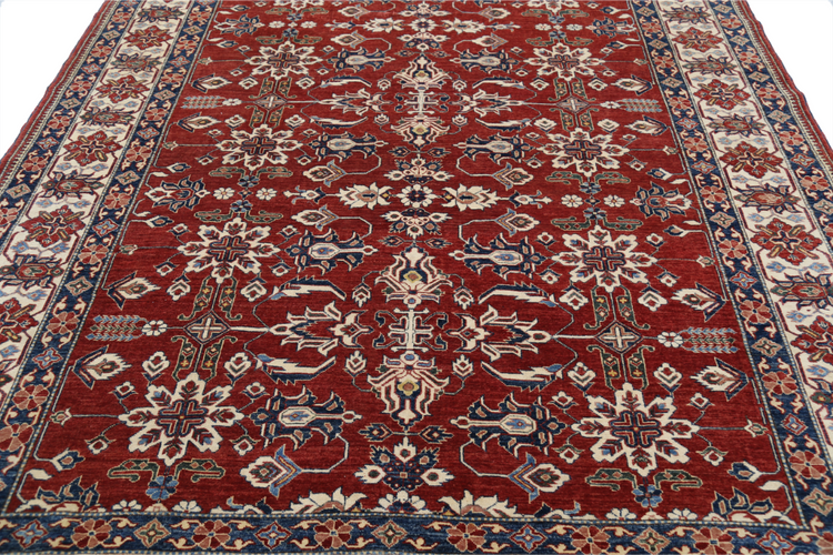 Hand Knotted Kazak Wool Rug - 8' 4" X 11' 8" 8' 4" X 11' 8" (254 X 356) / Red / Wool