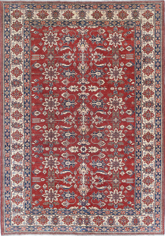 Hand Knotted Kazak Wool Rug - 8' 4" X 11' 8" 8' 4" X 11' 8" (254 X 356) / Red / Wool