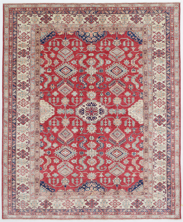 Hand Knotted Kazak Wool Rug - 7' 11" X 9' 8" 7' 11" X 9' 8" (241 X 295) / Red / Wool