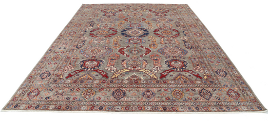 Hand Knotted Kazak Wool Rug - 9' 2" X 12' 3" 9' 2" X 12' 3" (280 X 373) / Grey / Wool