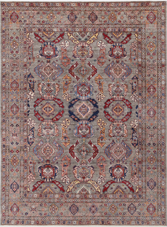 Hand Knotted Kazak Wool Rug - 9' 2" X 12' 3" 9' 2" X 12' 3" (280 X 373) / Grey / Wool