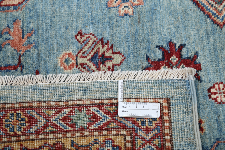 Hand Knotted Kazak Wool Rug - 8' 9" X 12' 3" 8' 9" X 12' 3" (267 X 373) / Blue / Wool