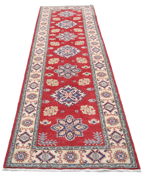 Hand Knotted Kazak Wool Rug - 2' 10" X 9' 10" 2' 10" X 9' 10" (86 X 300) / Red / Wool