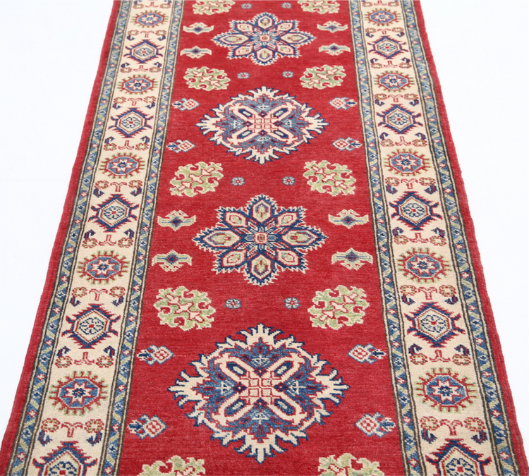 Hand Knotted Kazak Wool Rug - 2' 10" X 9' 10" 2' 10" X 9' 10" (86 X 300) / Red / Wool