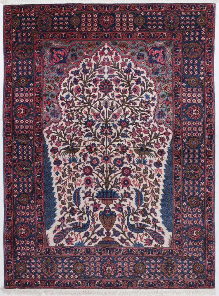 Hand Knotted Antique Masterpiece Persian Kerman Wool Rug - 4'5'' x 6'1''
